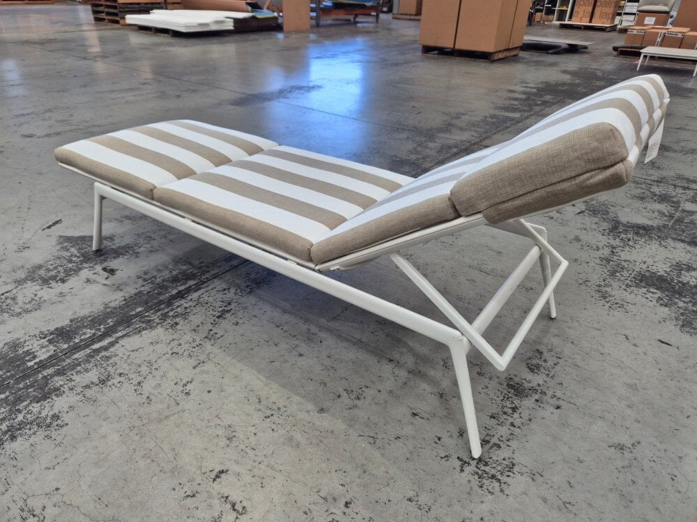Branch Lounger in White with Stripe Cushion Outdoor Furniture Tribu