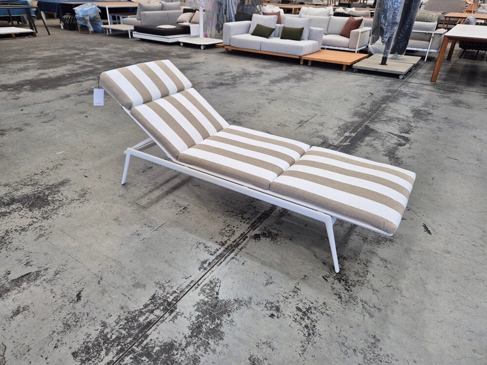 Branch Lounger in White with Stripe Cushion Outdoor Furniture Tribu