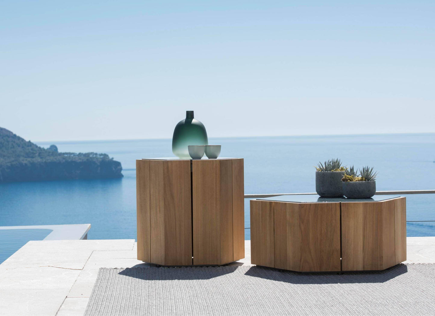Hexagon Low Tables in Ocean 20% Off - Outdoor Furniture