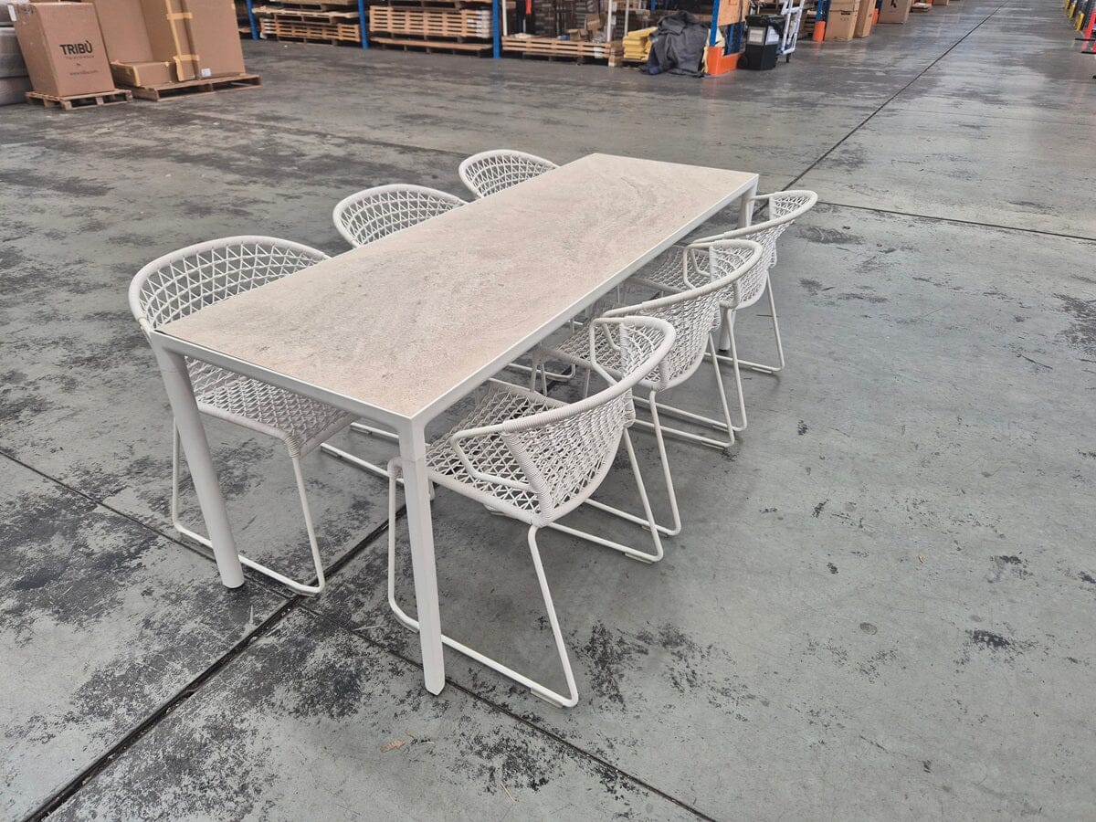 Illum Slim Table with Vela Armchairs Outdoor Furniture Tribu