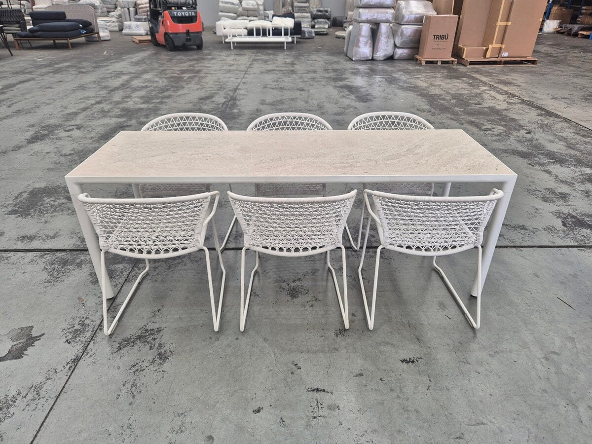 Illum Slim Table with Vela Armchairs Outdoor Furniture Tribu