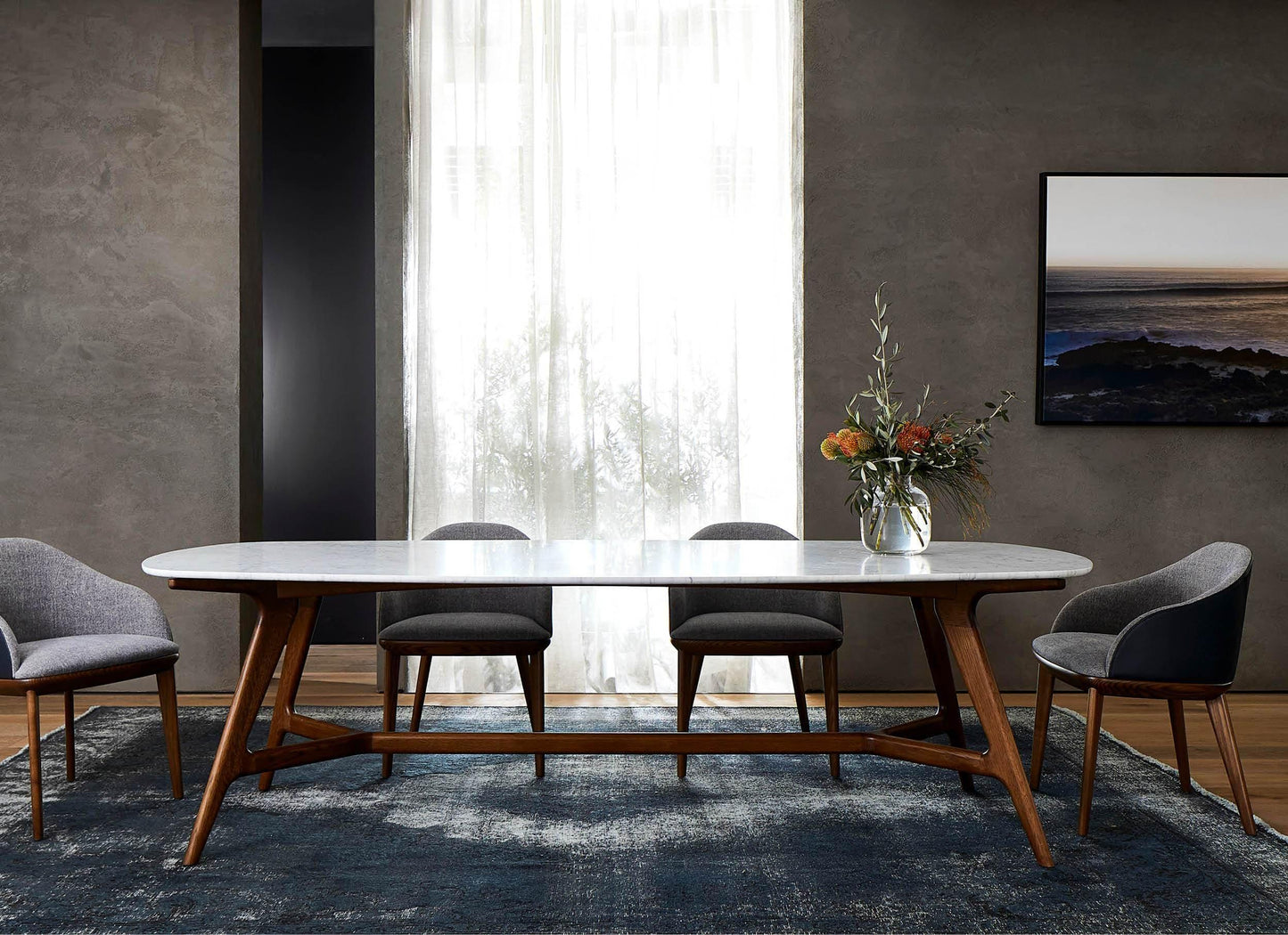 Johanna Elliptical Marble Table - Indoor Furniture