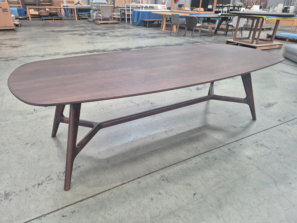 Johanna Elliptical Timber Table in Smoked Oak