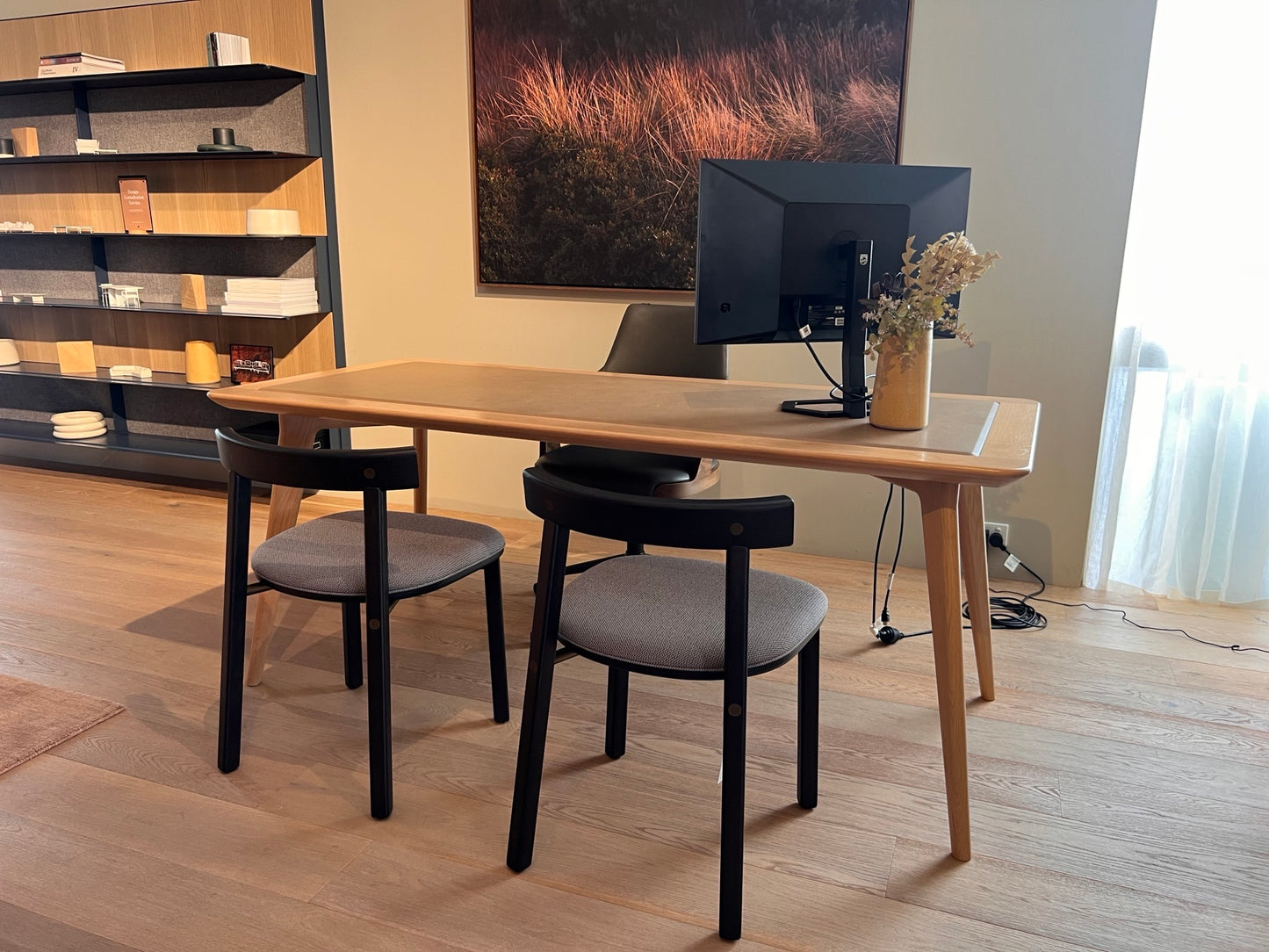 Aire Desk with Leather Inlay