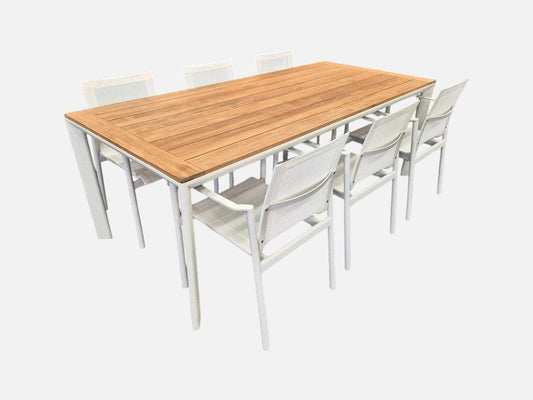 Addis Teak Table with Nelson Armchairs Outdoor Furniture Kett 