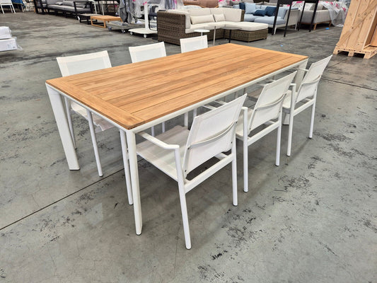 Addis Teak Table with Nelson Armchairs