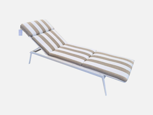 Branch Lounger in White with Stripe Cushion Outdoor Furniture Tribu 