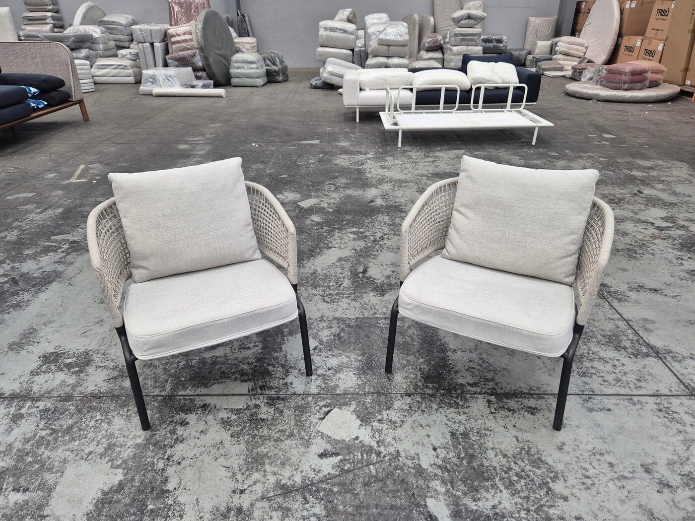 Contour Lounge Chairs in Wenge/Linen (2) Outdoor Furniture Tribu 