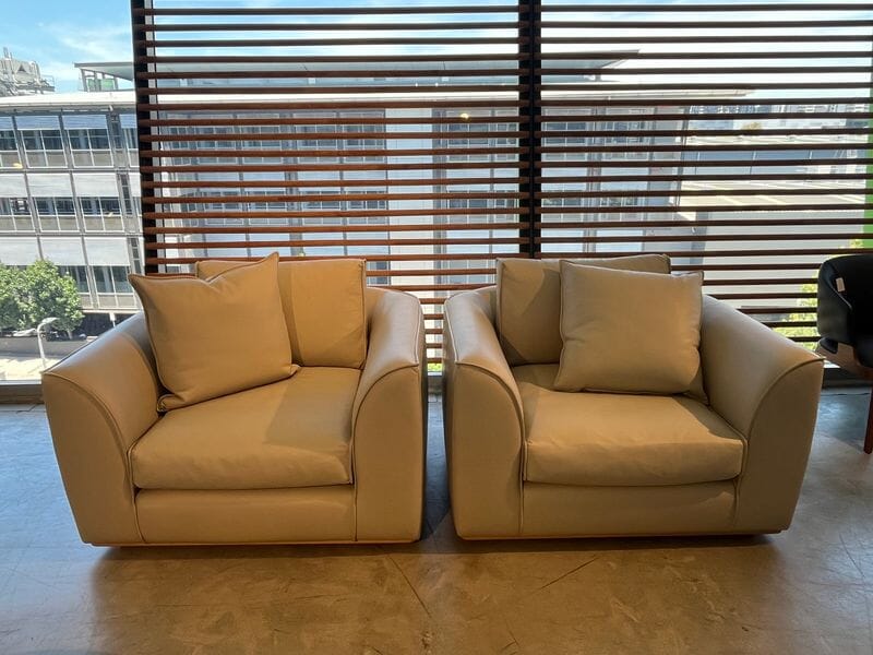 Erskine Lounge Chairs in Senso Puff Leather Indoor Furniture Kett 