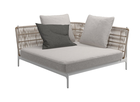 Grand Weave Large Corner Daybed in White Outdoor Furniture Gloster 