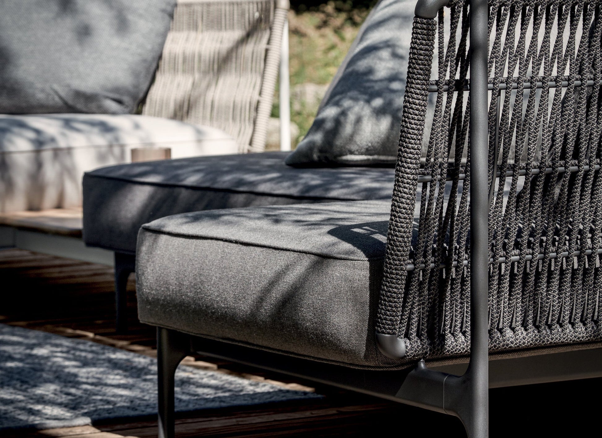 Grand Weave Modular Sofa in Meteor Outdoor Furniture Gloster 