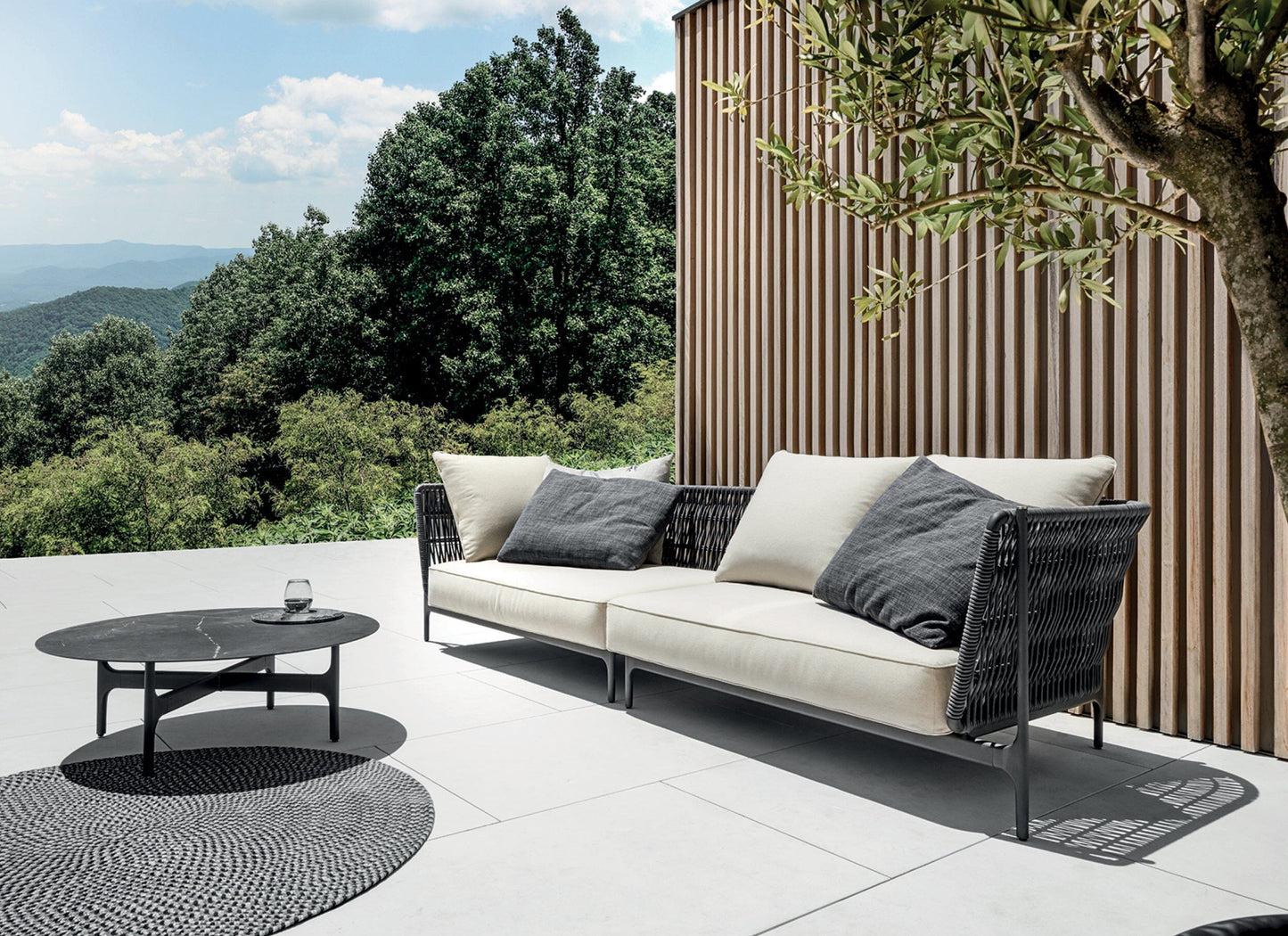 Grand Weave Modular Sofa in Meteor Outdoor Furniture Gloster 
