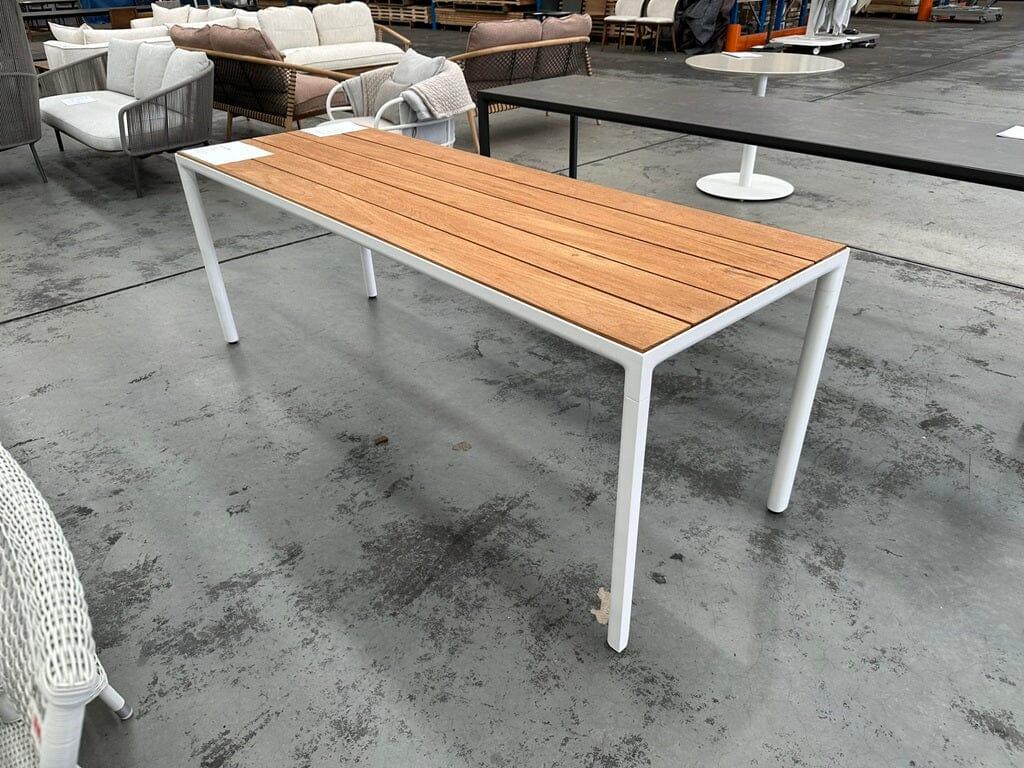 Illum Slim Dining Table with Teak Top Outdoor Furniture Tribu 