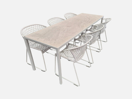 Illum Slim Table with Vela Armchairs Outdoor Furniture Tribu 