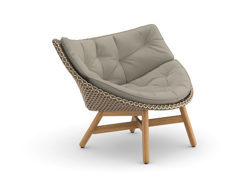 MBRACE Lounge Chair Outdoor Furniture DEDON Chestnut Full Cushion: Twist Sand (Cat B) 